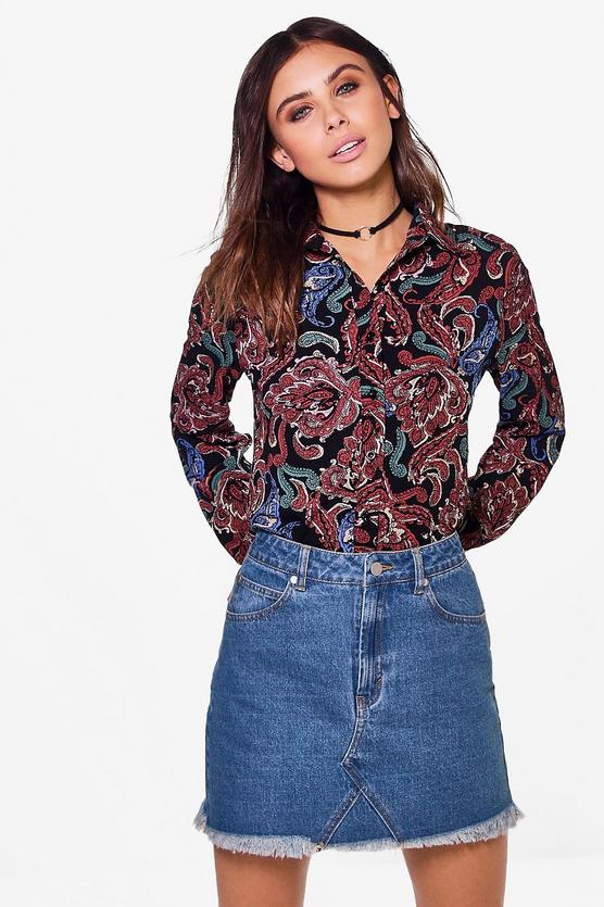 Petite Lana Paisley Print Oversized Shirt